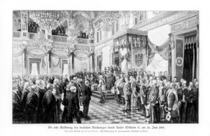 II. Vilmos és a miniszterek a Reichstag megnyitóján 1888. június 25-én, 1900. alkotó: Unbekannt