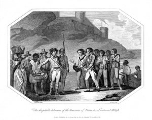 William Bligh brit tengerésztiszt, akit Timor kormányzója fogadott 1789. június 14-én 1802. alkotó: Unbekannt
