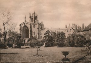 Winchester College a Wardens Gardenből, Hampshire-ből, a XX. század elején. alkotó: Unbekannt