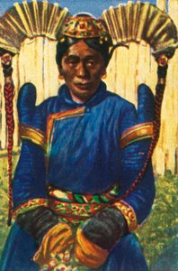 Nő hagyományos fejdísszel, Mongólia, 1928. alkotó: Unbekannt