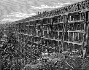 Fa állványos híd a Union Pacific Railroadon, Dale Creek, Wyoming, USA, 1869 alkotó: Unbekannt