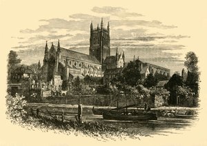 Worcesteri katedrális, a folyótól, 1898. alkotó: Unbekannt
