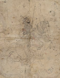 Brijnathanji és Swamini recta imádata, lovas portré verso, K. 1800. alkotó: Unbekannt