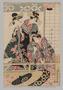 Yoshiwara nők az utcára néznek tavasszal, 1753-1806. alkotó: Unbekannt