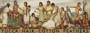 Yucca, haj, pamut, tollak falfestmény tanulmánya, kb. 1933-1943. alkotó: Unbekannt