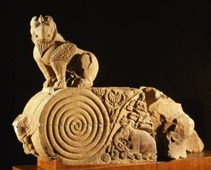 Buff homokkő architrave griffel, Sanchi, MP, kora i.sz. 1. század alkotó: Unbekannt Unbekannt