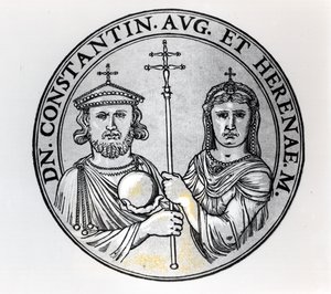 VI. Konstantin (i.sz. 770-kb. 797) és anyja, Irén (metszet) (bw fotó) alkotó: Unbekannt Unbekannt