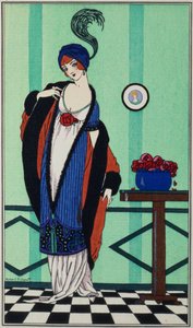 Prémes kabát muszlin tunikával, Robert Pichenot Costumes Parisiens c. művéből, 1913 alkotó: Unbekannt Unbekannt