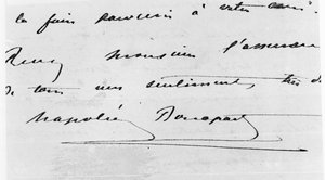 Napóleon Bonaparte (1769-1821) kézírása és aláírása (toll és tinta papíron) alkotó: Unbekannt Unbekannt