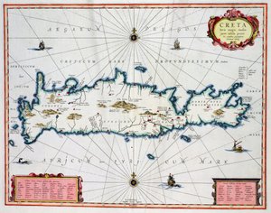 Kréta szigetét ábrázoló térkép, 1570 körül, Abraham Ortelius (1527-98)