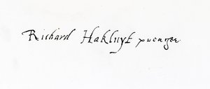 Richard Hakluyt (kb. 1552-1616) aláírása alkotó: Unbekannt Unbekannt