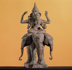 Ganesh hindu isten szobra (festett kő)