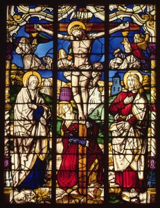 A keresztre feszítés, ólomüveg ablak, valószínűleg a Köln melletti Altenbergi apátságból származik, talán a Szent rokonok Mestereként ismert festő tervezte, 1500 körül alkotó: Unbekannt Unbekannt