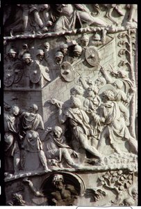 Traianus-oszlop, amelyet a dákok felett aratott győzelem ünneplésére építettek, valószínűleg a damaszkuszi Apollodorus tervezte, i.sz. 113 (részlet) alkotó: Unbekannt Unbekannt
