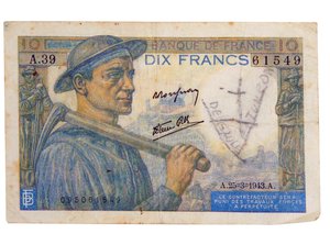 1942-es 10 frankos bankjegy alkotó: Unbekannter Künstler