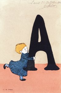 A for Catch - Gyermek ábécé. C.M. szerkesztő, Párizs. Kézzel festett képeslapok, francolt 1904-ben. Méretek: 14 x 9 cm alkotó: Unbekannt