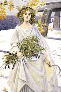 Egy druida fagyöngyöt szed, 1900 körül (illusztráció) alkotó: Unbekannter Künstler