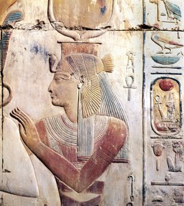 Abydos Egyiptomban: Osiriac Sethi templom (Seti) I, Az ISIS istennő.