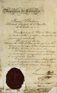 San Miguel de Ibarra falu felemelésének törvénye Simon Bolivar által alkotó: Unbekannter Künstler