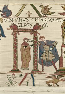 Aelfgyva pappal, Bayeux gobelin (gyapjú hímzés vászonra) alkotó: Unbekannt