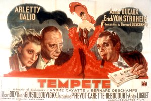 A Tempete de BernardDeschamps című film plakátja Arletty Marcel Dalio Annie Ducaux-val és Erich Von Stroheimmel 1940 alkotó: Unbekannt