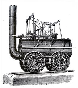 Egy motoros mozdony, amelyet George Stephenson épített alkotó: Unbekannt