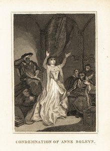 Boleyn Anne-t VIII. Henrik házasságtöréssel vádolta 1536-ban. 1836 (metszet) alkotó: Unbekannter Künstler