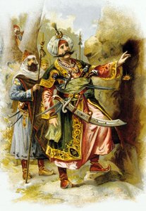 Az Ezeregyéjszaka : Ali Baba és a negyven tolvaj : a tolvajok vezére azt mondja: "Nyisd ki a szezámot", a "Le Bon Marche" reklámja 1900 körül. alkotó: Unbekannter Künstler