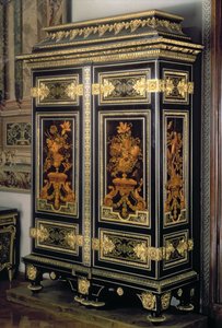 Armoire, intarziás díszítéssel, Andre Charles Boulle (1642-1732), Párizs, 17. század vége (ébenfa és bronz) alkotó: Unbekannt