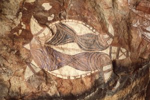 Ausztrália, Northern Territory, Arnhem Land, Kakadu Nemzeti Park, Nourlangie Rock, Aboriginal sziklafestmények