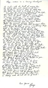 Autogrammásolat a költő, Thomas Gray kézírásával „Elégia írt egy vidéki templomkertben” című verséből alkotó: Unbekannt