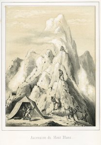Lavina a Mont Blanc-on, ami három kalauz halálát okozta. R. Delasalle „” Ciel Terre et Mer” metszete, 1860 körül alkotó: Unbekannt