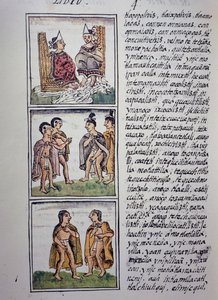 Azték társadalom, Firenzei kódex IV. könyve, Kétnyelvű változat spanyol és nahuatl nyelven, Az új Spanyolország dolgainak általános története, azték civilizáció