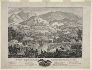 Buena Vista-i csata, más néven angosturai csata, Zachary Taylor tábornok csapatai Antonio Lopez de Santa Anna tábornokot visszavonulásra kényszerítették, február alkotó: Unbekannt
