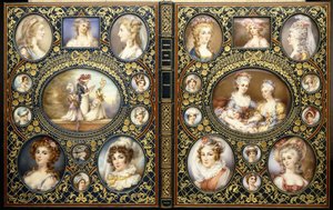 Huszonnégy portréminiatűr kötésben, Richard Brinsley Peake "French Characteristic Costumes" című könyvéből, 1816 alkotó: Unbekannt