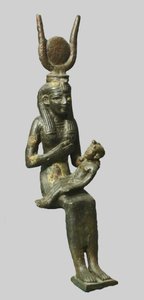 Az egyiptomi istennő bronz szobra alkotó: Unbekannt