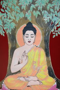 Buddha áldást ad. Thangka, Katmandu, Nepál alkotó: Unbekannt