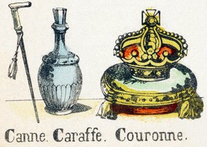 C – Canne Caraffe Crown – Ábécé – gyerekszórakozás – Kép epinal, népszerű sorozat 1890 körül (illusztráció) alkotó: Unbekannt
