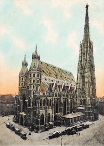 Dóm és Szent István plébániatemplom, Bécs 19. század vége/20. század eleje (képeslap) alkotó: Unbekannter Künstler