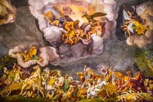 Mennyezetfestés Palazzo Ducale, Királyi Palota, Castel San Giorgio, Mantova, Lombardia, Olaszország, Európa (fotó) alkotó: Unbekannter Künstler