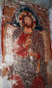 Krisztus, a Tanító, freskó a kriptában, Lépcsős Mária-szentély (18. század), Massafra, Puglia, Olaszország alkotó: William M. Timlin