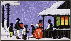 Karácsonyi ünnepség egy ausztriai faluban, 1910 körül (képeslap) alkotó: Unbekannter Künstler