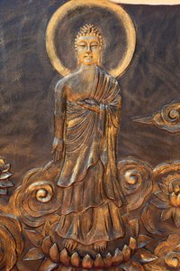 Chue Thien Lang Go buddhista pagoda. Shakyamuni Buddha. Varad Mudra: Gastre of Charity. Nem történik meg. Vietnam alkotó: Unbekannt
