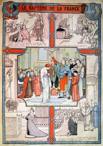 Clovis keresztelése Szent Réminél Reimsben, 1930 körül (nyomtatás) alkotó: Unbekannter Künstler