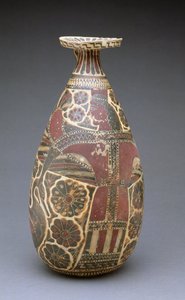 Korinthoszi fekete alakzatú alabastron, szárnyas "Az állatok úrnőjével", görög, archaikus korszak, ie 600 körül (terrakotta) alkotó: Unbekannt