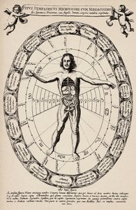 A mikrokozmosz és a makrokozmosz közötti megfelelés. Athanase Kircher (1601-1680) "Mundus subterraneus" című művéből vett lemez. alkotó: Unbekannter Künstler