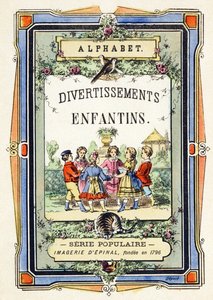 Borító - gyerekek köre a kertben - Ábécé - gyerekszórakozás - Kép epinal, népszerű sorozat 1890 körül (illusztráció) alkotó: Unbekannt