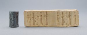 Hengerpecsét, gipszlenyomattal, óbabiloni, Kr.e. 19-18. (hematit) alkotó: Unbekannt