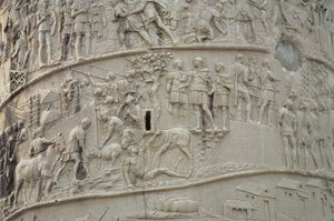 Mindennapi élet egy római táborban, a Traianus-oszlopból, Kr.u. 2. század (faragott kő) (részlet) alkotó: Unbekannt