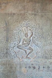 Táncoló Apsara dombormű a külső nyugati falon, Angkor Wat, Kambodzsa (fotó) alkotó: Unbekannter Künstler